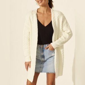 Wool blend Cream Cable Knit Longline Cardi Winter Cardigan NWOT